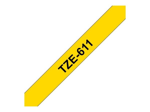 Brother | TZe-611 Laminated Tape | Black on Yellow | TZe | 8 m | 6 cm - Image 9