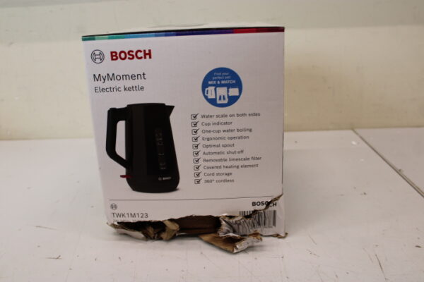 SALE OUT. Bosch TWK1M123 Kettle, 1.7 L, 2400 W, Black | Bosch | Kettle | TWK1M123 | Electric | 2400 W | 1.7 L | Plastic | 360° rotational base | Black | DAMAGED PACKAGING