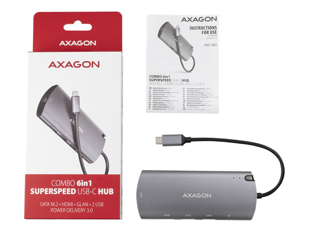 AXAGON SuperSpeed USB-C Combo 6in1 Hub | HMC-6M2 - Image 6