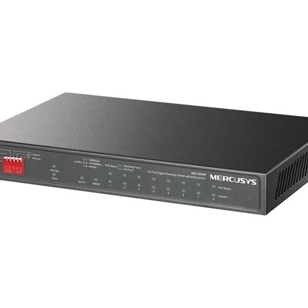 Mercusys MS110GMP 10-Port Gigabit Desktop Switch with 8-Port PoE+ | Mercusys