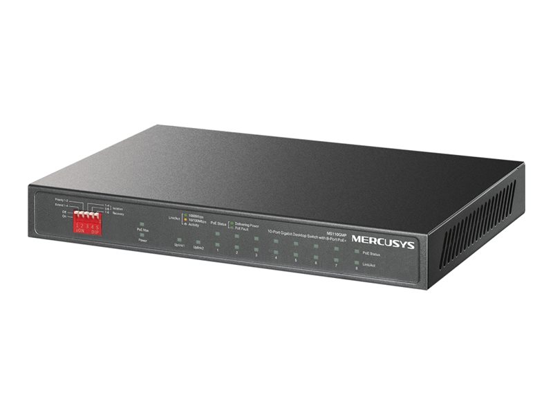 Mercusys MS110GMP 10-Port Gigabit Desktop Switch with 8-Port PoE+ | Mercusys
