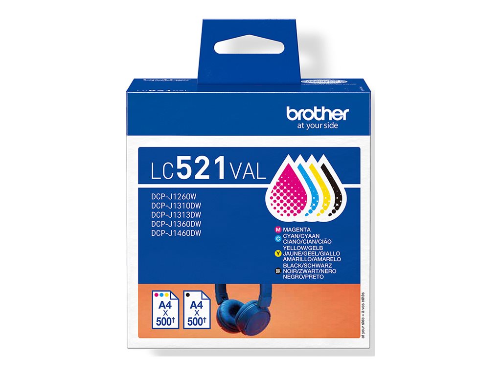 Brother LC521VAL | Ink Cartridge | Black, Cyan, Magenta,Yellow