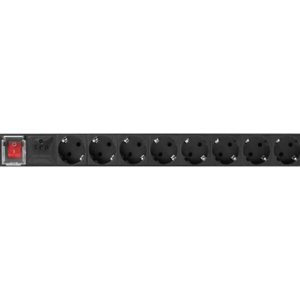 Lanberg Power Distribution unit (PDU) 19" 1U 16A 2m 8X Schuko oulets | PDU-08F-0200-BK