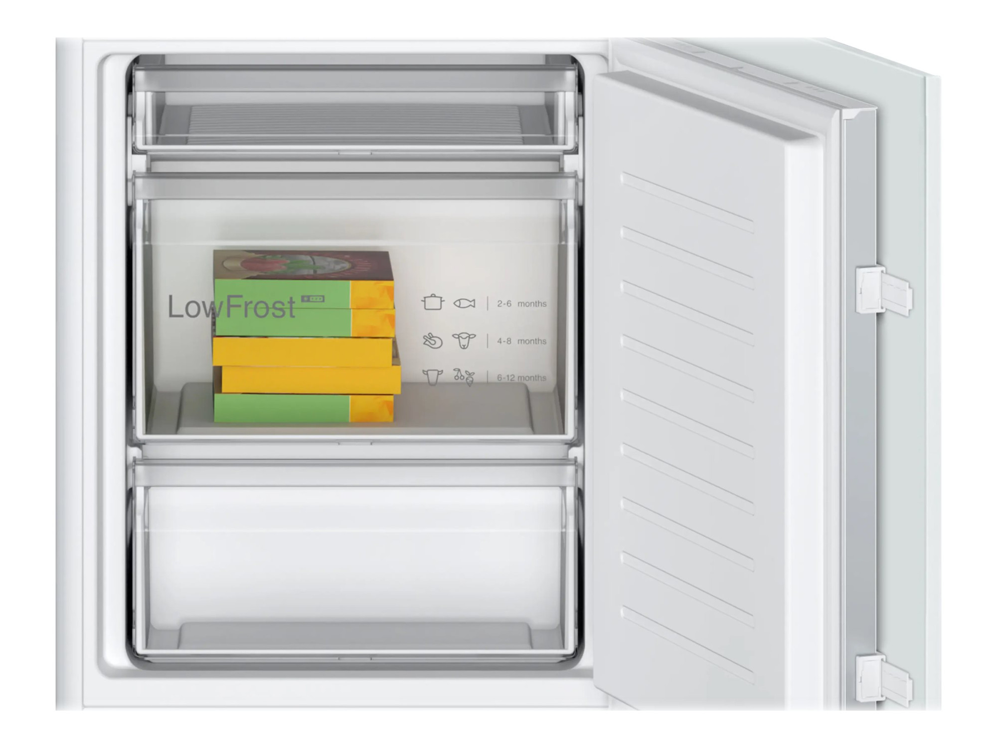 Bosch | Refrigerator | KIV86VSE0 | Energy efficiency class E | Built-in | Combi | Height 177.2 cm | Fridge net capacity 183 L | Freezer net capacity 84 L | Display | 35 dB | White - Image 13