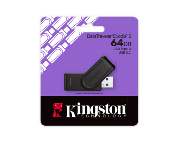 Kingston USB Flash Drive | DataTraveler Exodia S | 64 GB | USB 3.2 Gen 1 | Black - Image 4