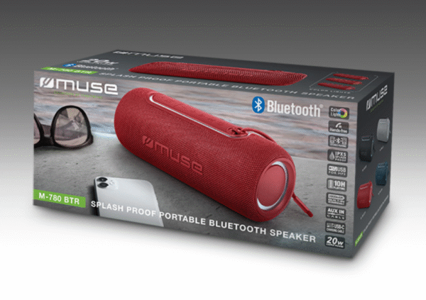 Muse | M-780 BTR | Speaker Splash Proof | Waterproof | Bluetooth | Red | Portable | Wireless connection - Image 4