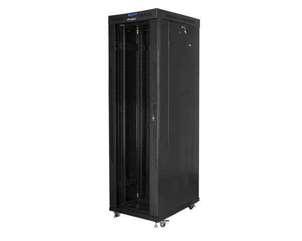 Lanberg | Rack cabinet 19" free-standing 42U/600x1000 (flat pack) with glass door lCD V2 | FF01-6042-12BL | Black