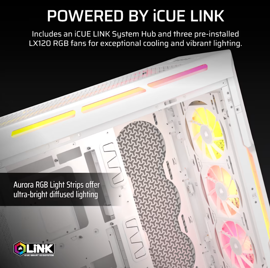 Corsair PC Case | iCUE LINK 5000T LX RGB | White | Mid-Tower | Power supply included No - Image 3