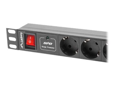 Lanberg Power Distribution unit (PDU) 19" 1U 16A 2m 7X Schuko oulets | PDU-07F-0200-BK - Image 2