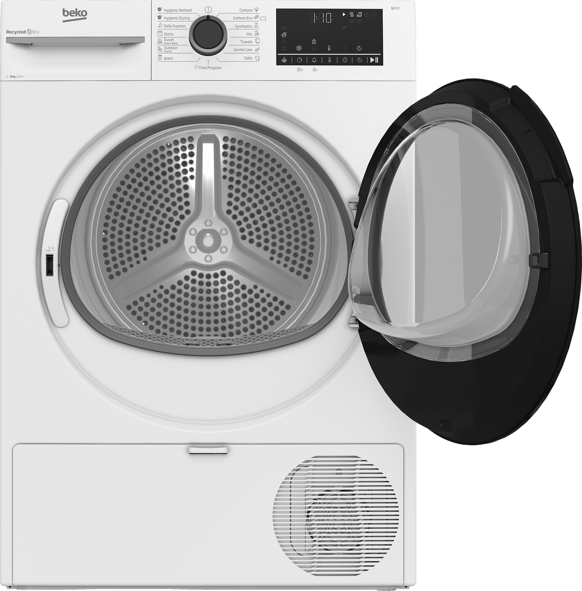 BEKO | Dryer Machine with Heat Pump | BM3T49230W | Energy efficiency class E | Front loading | 9 kg | Digital | Depth 60.7 cm | White - Image 5