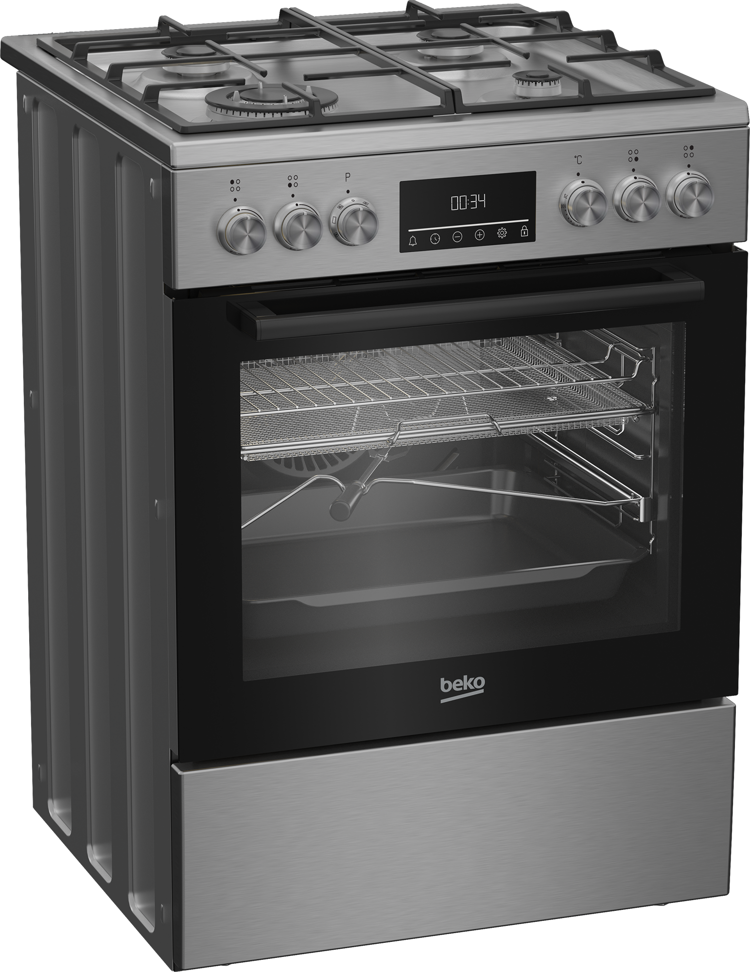 BEKO Cooker | FBMA61330GXDT | Hob type Gas | Oven type Electric | Stainless Steel | Width 60 cm | Grilling | LED | Depth 60 cm | 72 L - Image 7