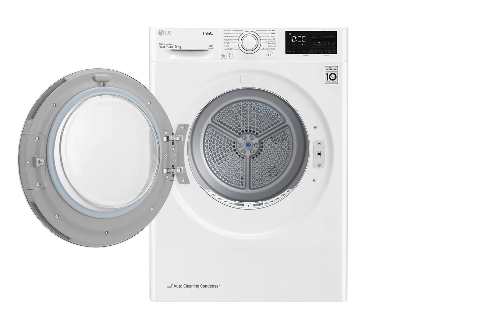 LG | Dryer Machine | RH80V3AV6N | Energy efficiency class D | Front loading | 8 kg | LED | Depth 69 cm | Wi-Fi | White - Image 5