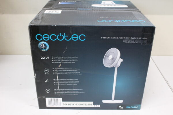 SALE OUT. Cecotec EnergySilence 2600 Sunflower Portable Battery-powered fan | Cecotec EnergySilence 2600 Sunflower Portable | Stand Fan | DAMAGED PACKAGING | Diameter 33 cm | Number of speeds 12 | Oscillation | 22 W | Remote control - Image 2