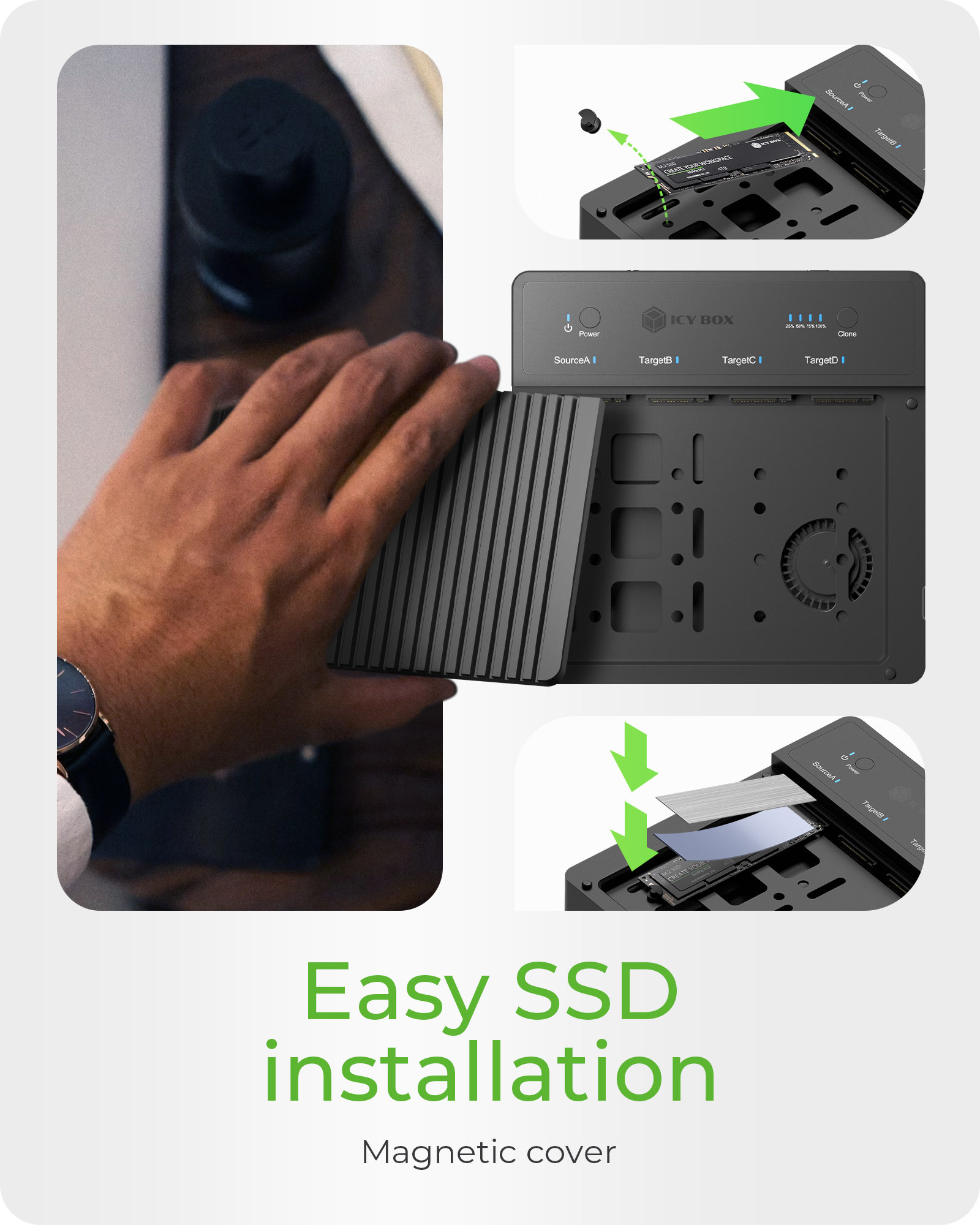 Raidsonic 4-Bays USB4 Duplicator (1:3 clone) for NVMe M.2 SSD | IB-4013MCL-C4 - Image 4
