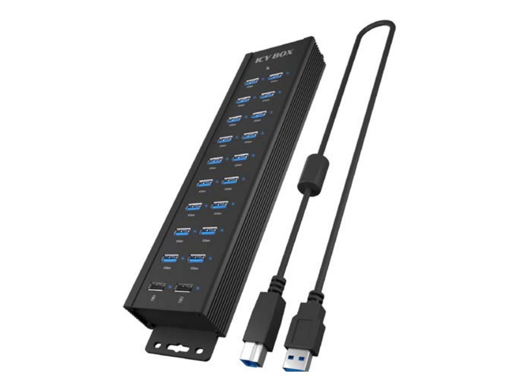 Raidsonic | 20-in-1 USB HUB with power supply, on/off button and mounting brackets | IB-HUB1720-U3 - Image 2