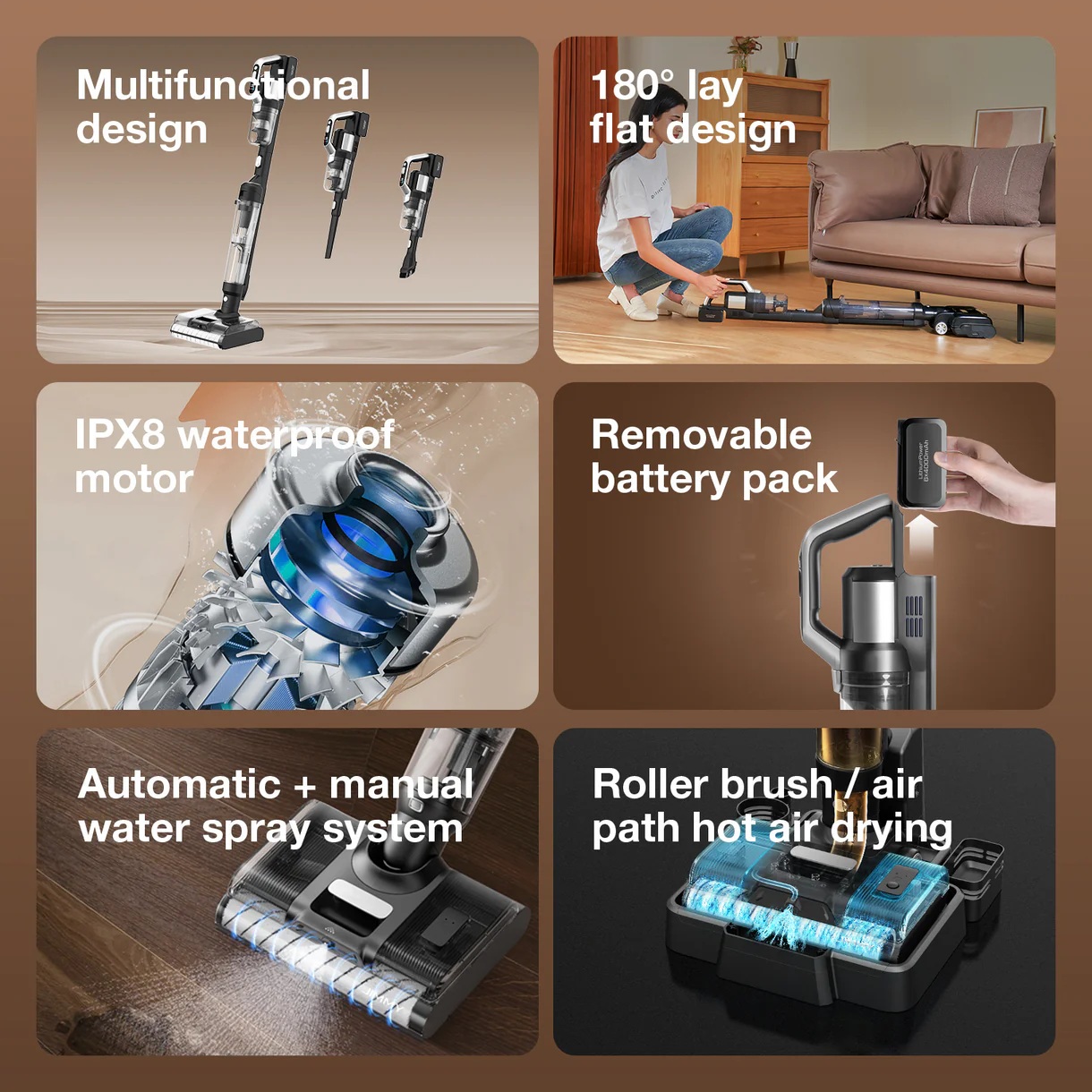 Jimmy | Vacuum cleaner and washer | PW11 | Cordless operating | Washing function | 400 W | 21.6 V | Operating time (max) 75 min | Black/Silver | Warranty 24 month(s) - Image 8