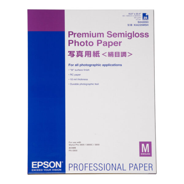 Epson Premium Semigloss Photo Paper, 25 Sheets | 250 g/m² | A2 | Photo Paper