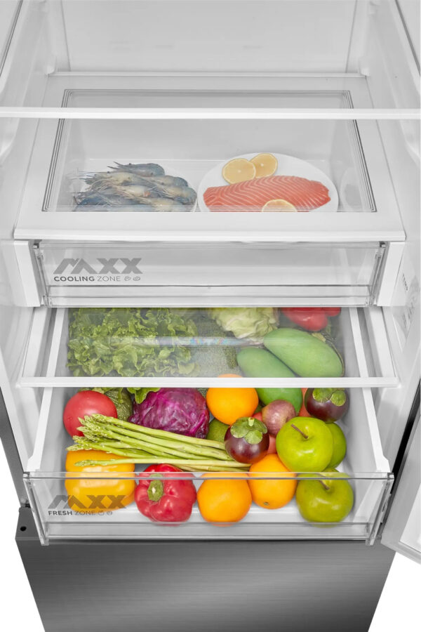 Midea Refrigerator | MDRB600MME46 | Energy efficiency class E | Free standing | Combi | Height 201 cm | No Frost system | Fridge net capacity 313 L | Freezer net capacity 130 L | Display | 35 dB | Stainless steel - Image 9