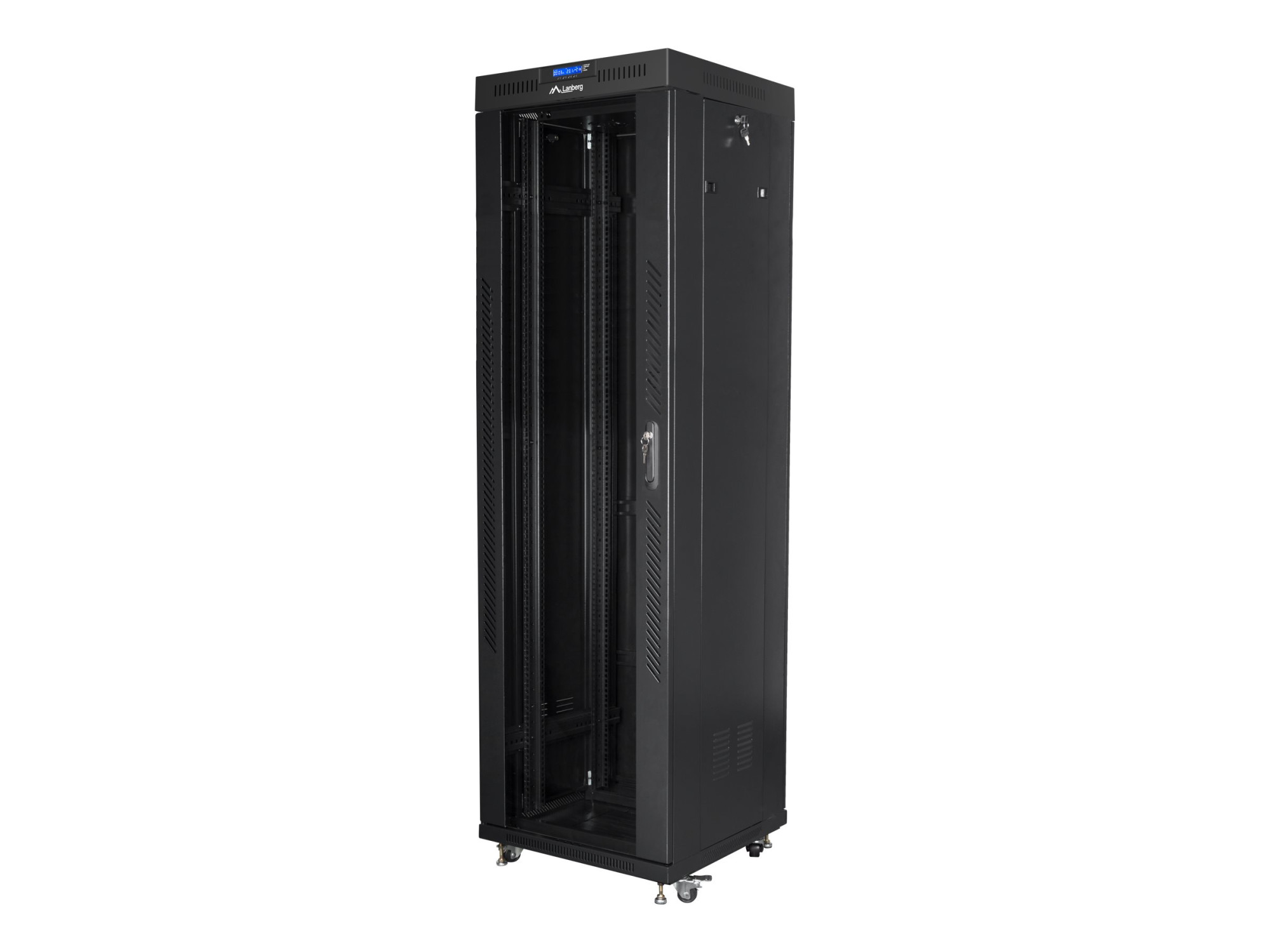Lanberg | Rack cabinet 19" free-standing 42U/600x600 (flat pack) with glass door lCD V2 | FF01-6642-12BL | Black