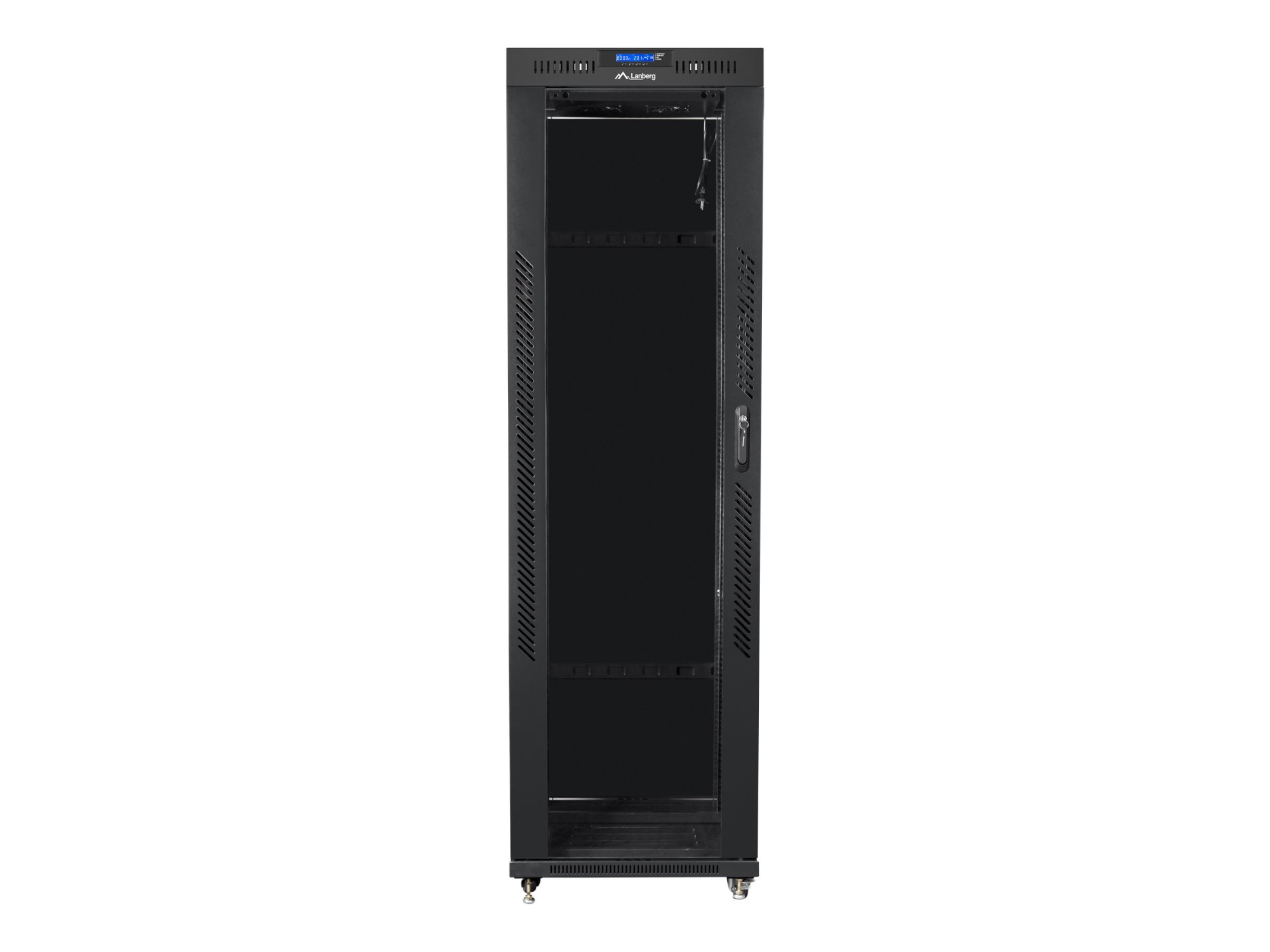 Lanberg | Rack cabinet 19" free-standing 42U/600x600 (flat pack) with glass door lCD V2 | FF01-6642-12BL | Black - Image 2