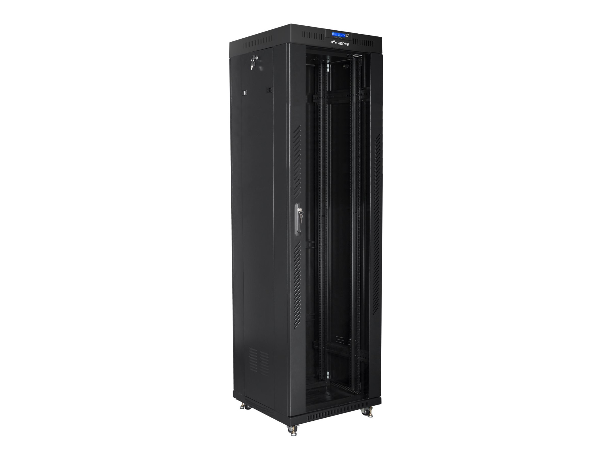 Lanberg | Rack cabinet 19" free-standing 42U/600x600 (flat pack) with glass door lCD V2 | FF01-6642-12BL | Black - Image 3