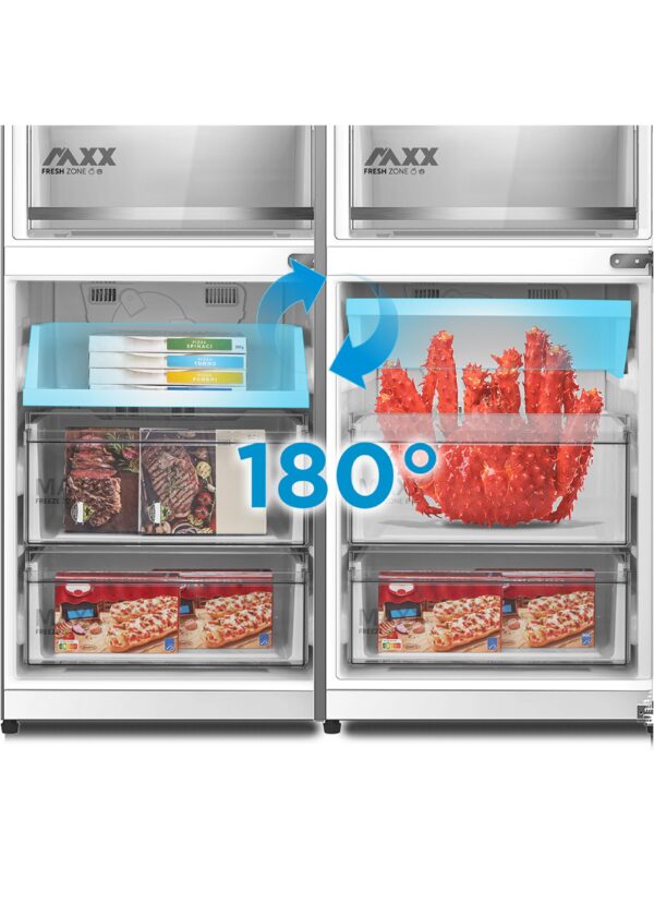 Midea Refrigerator | MDRB548MME46 | Energy efficiency class E | Free standing | Combi | Height 186 cm | No Frost system | Fridge net capacity 271 L | Freezer net capacity 130 L | 35 dB | Grey - Image 4