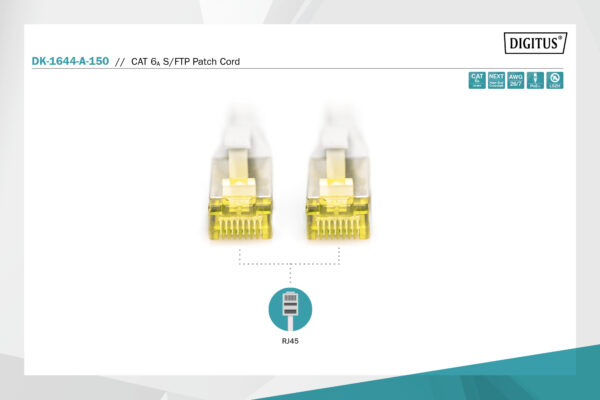Digitus CAT 6A S/FTP | Patch cord | Length 15 m | Grey - Image 3