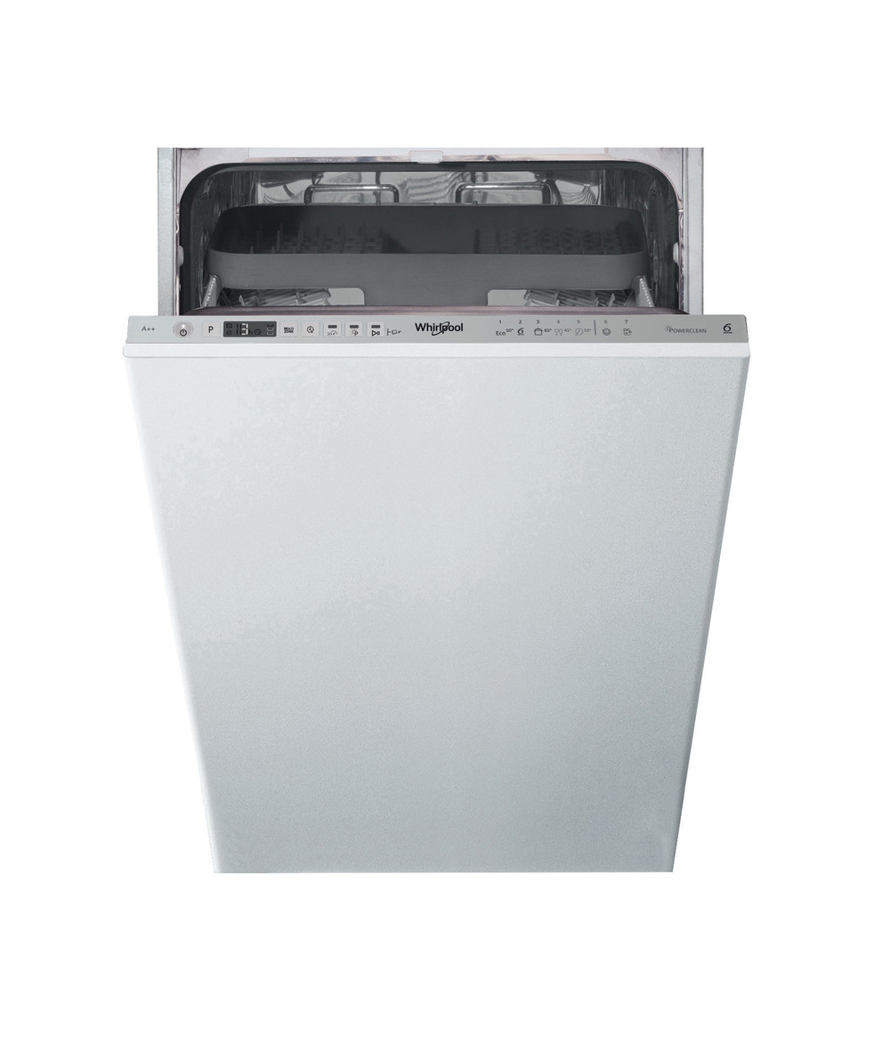 Whirlpool Dishwasher | WSIO 3T223 PCE X | Built-in | Width 45 cm | Number of place settings 10 | Number of programs 7 | Energy efficiency class E | Display | Inox