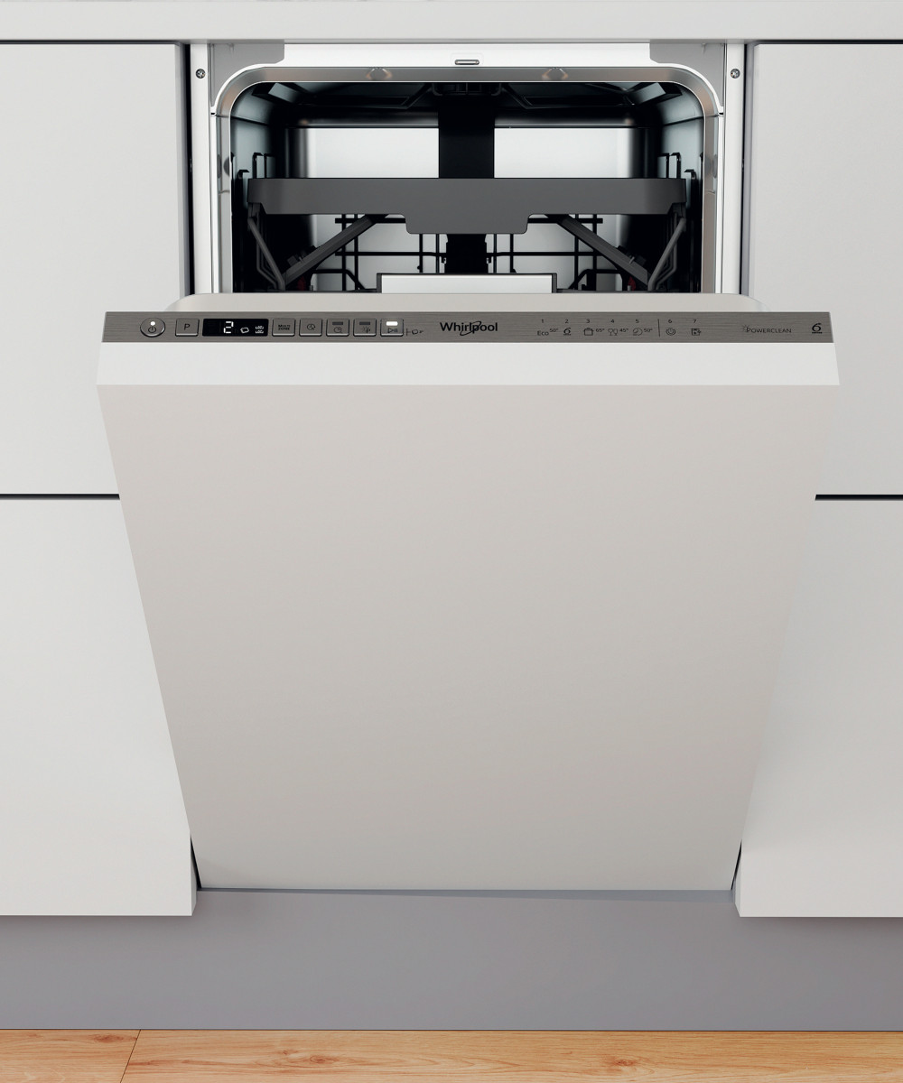 Whirlpool Dishwasher | WSIO 3T223 PCE X | Built-in | Width 45 cm | Number of place settings 10 | Number of programs 7 | Energy efficiency class E | Display | Inox - Image 2