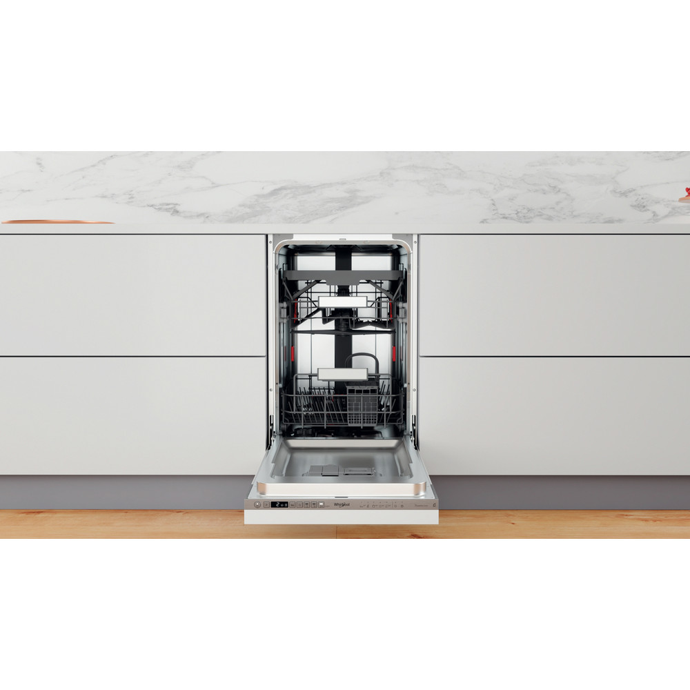 Whirlpool Dishwasher | WSIO 3T223 PCE X | Built-in | Width 45 cm | Number of place settings 10 | Number of programs 7 | Energy efficiency class E | Display | Inox - Image 3