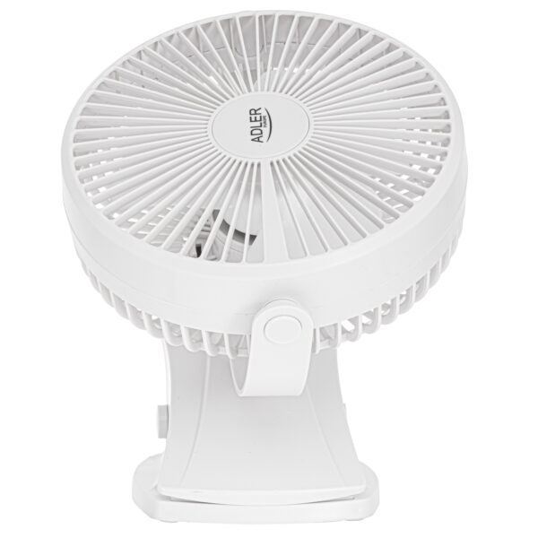 Adler Rechargeable Clip-on Desk Fan | AD 7342 | Table Fan | White | Diameter 15.5 cm | Number of speeds 3 | Oscillation | 5 W - Image 2