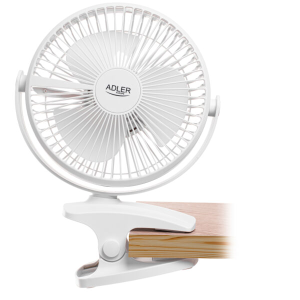 Adler Rechargeable Clip-on Desk Fan | AD 7342 | Table Fan | White | Diameter 15.5 cm | Number of speeds 3 | Oscillation | 5 W - Image 6