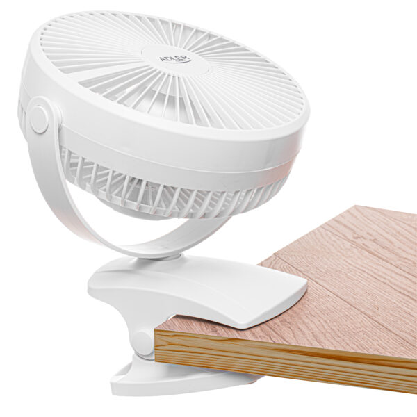 Adler Rechargeable Clip-on Desk Fan | AD 7342 | Table Fan | White | Diameter 15.5 cm | Number of speeds 3 | Oscillation | 5 W - Image 8
