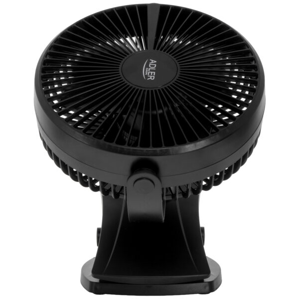 Adler Rechargeable Clip-on Desk Fan | AD 7342 | Table Fan | Black | Diameter 15.5 cm | Number of speeds 3 | Oscillation | 5 W - Image 2