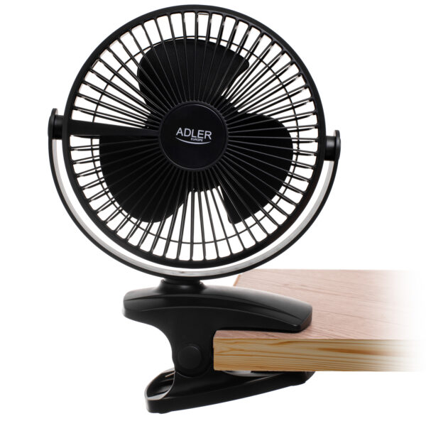 Adler Rechargeable Clip-on Desk Fan | AD 7342 | Table Fan | Black | Diameter 15.5 cm | Number of speeds 3 | Oscillation | 5 W - Image 6