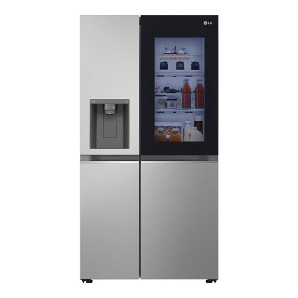 LG Refrigerator | GSGV81PYLL | Energy efficiency class E | Free standing | Side by side | Height 179 cm | Fridge net capacity 416 L | Freezer net capacity 219 L | Display | 36 dB | Silver