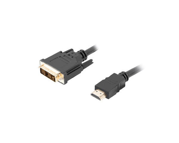 Lanberg HDMI to DVI-D Cable, Single Link with Gold-Plated Connectors | CA-HDDV-10CC-0018-BK | HDMI to DVI-D | 1.8 m