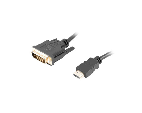 Lanberg HDMI to DVI-D Cable Dual Link with Gold-Plated 4K Connectors | CA-HDDV-20CU-0018-BK | HDMI to DVI-D | 1.8 m