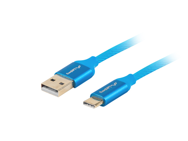 Lanberg USB Type-C to USB Type-A 2.0 Cable Blue Premium QC 3.0, 1 m | CA-USBO-22CU-0010-BL | USB Type-C to USB Type-A