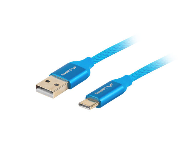 Lanberg USB Type-C to USB Type-A 2.0 Cable Blue QC 3.0 Premium, 1.8 m | CA-USBO-22CU-0018-BL | USB Type-C to USB Type-A