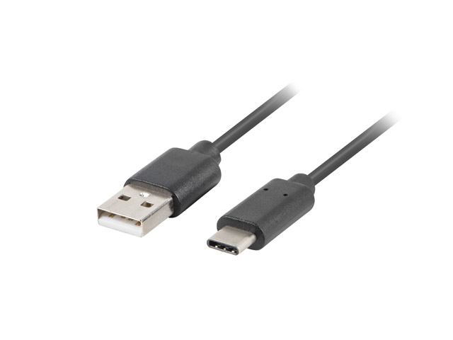 Lanberg USB Type-C to USB Type-A 2.0 Cable, 0.5 m | CA-USBO-10CU-0005-BK | USB Type-C to USB Type-A