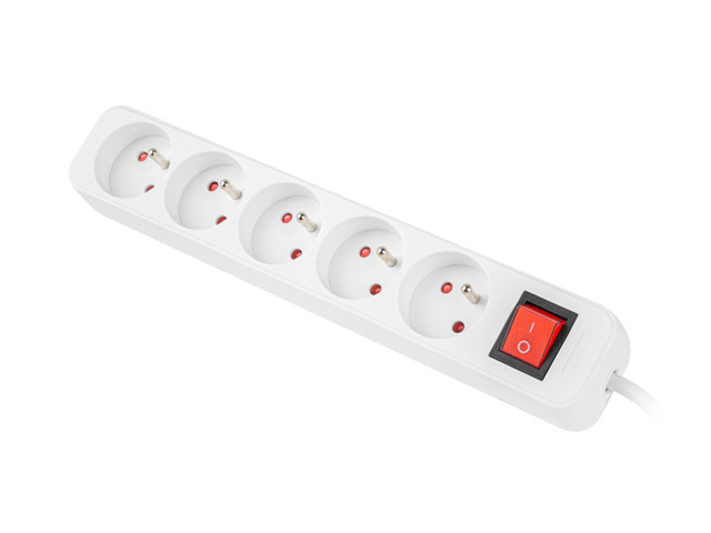 Lanberg Cable Power Strip, 5X French Outlets with Switch, Quality-Grade Copper, 1.5 m | PS1-05E-0150-W - Image 5