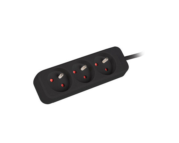 Lanberg Cable Power Strip, 3X French Outlets Quality-Grade Copper, 1.5 m | PS0-03E-0150-BK
