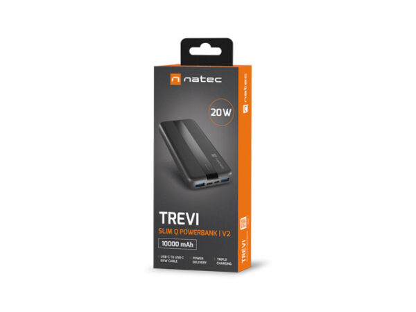 Natec Powerbank Trevi Slim Q V2 10000MAH 2X USB-A Cable - Image 6