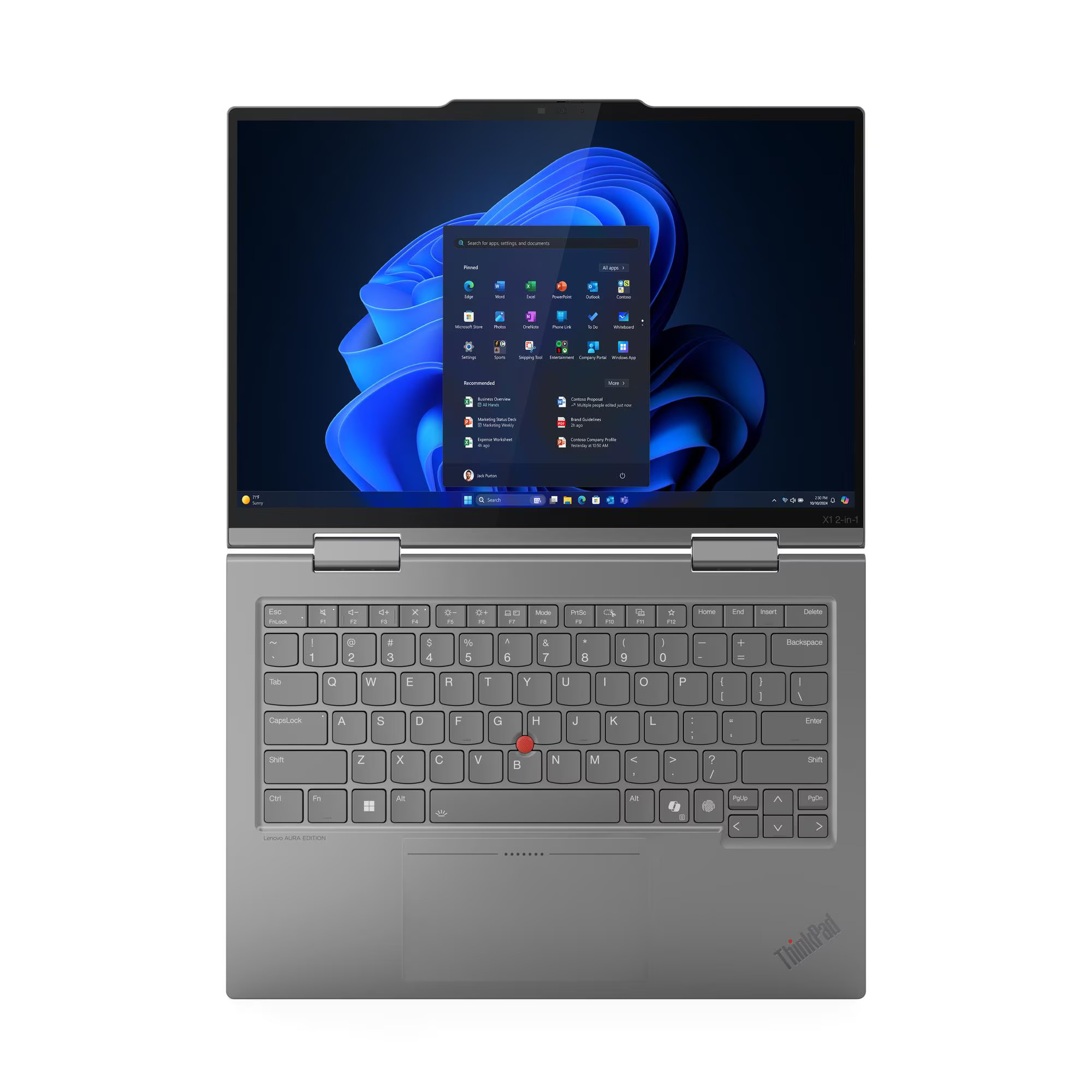 Lenovo | ThinkPad X1 2-in-1 G10 Aura Edition | Grey | 14 " | IPS | Touchscreen | WUXGA | 1920 x 1200 pixels | Anti-glare | Intel Core Ultra 7 | 258V | 32 GB | Soldered LPDDR5x | Solid-state drive capacity 1000 GB | Intel Arc Graphics 140V | Windows 11 Pro | 802.11be | Bluetooth version 5.4 | LTE Upgradable | Keyboard language Nordic | Keyboard backlit | Warranty 36 month(s) | Battery warranty 12 month(s) - Image 9