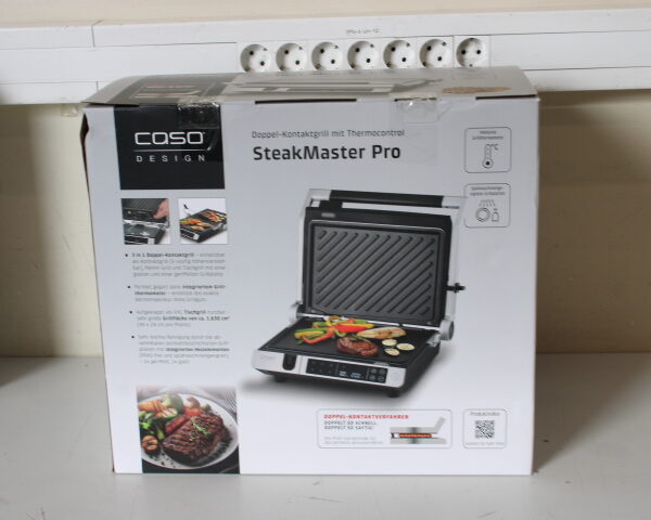 SALE OUT. Caso 02838 SteakMaster Pro Double Contact Grill with thermocontrol, 2000 W, Stainless Steel/Black | Caso Double Contact Grill with Thermocontrol | SteakMaster Pro | Contact grill | 2000 W | Stainless Steel/Black | UNPACKED, DAMAGED INNERT PACKAGING