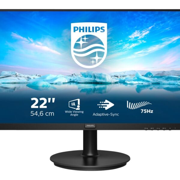 Philips | LCD monitor | 222V8LA/00 | 21.5 inch (54.6 cm) " | VA | FHD | 16:9 | 75 Hz | 4 ms | 1920 x 1080 pixels | 250 cd/m² | Headphone out | HDMI ports quantity 1 | Black