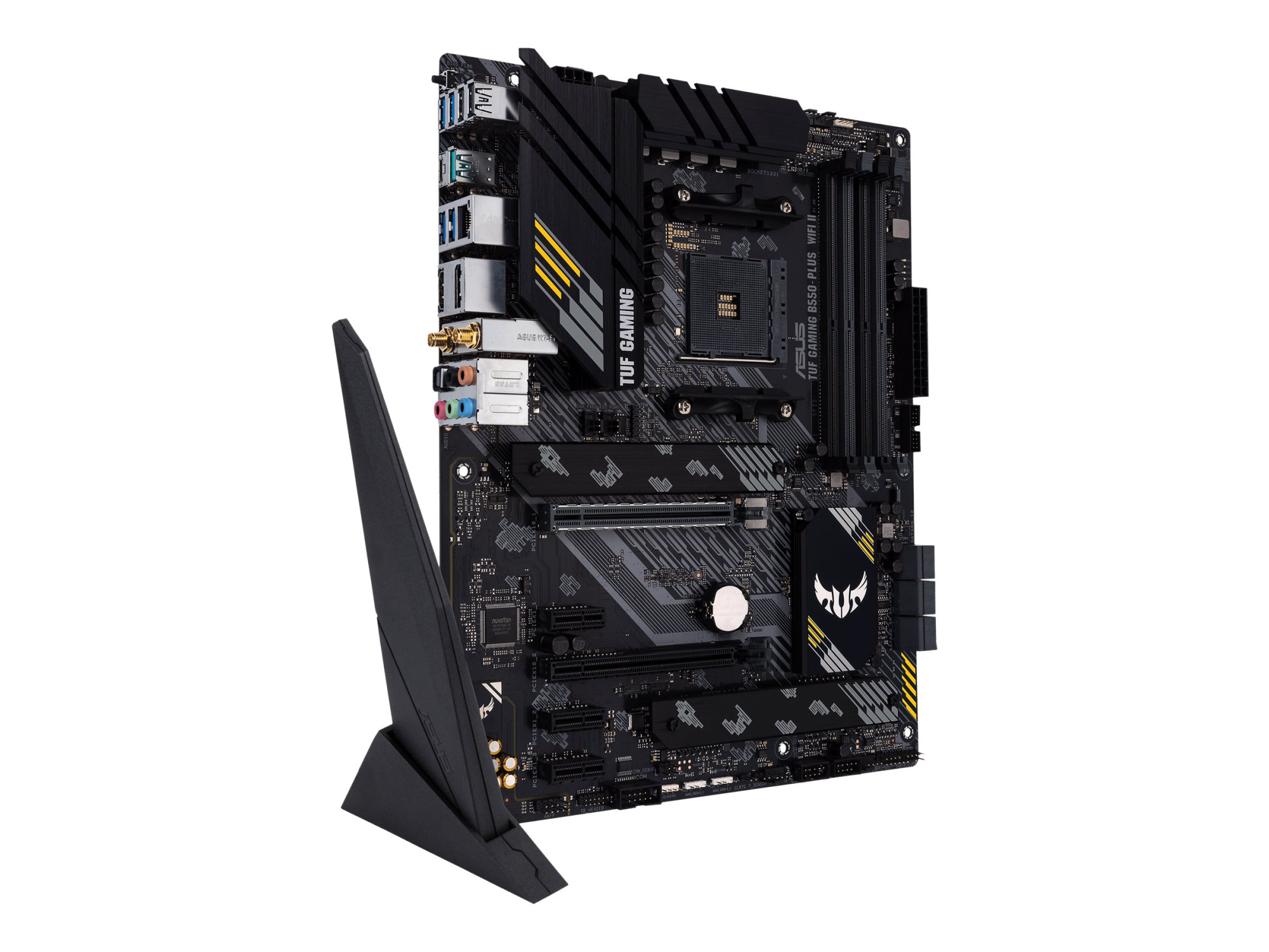 Asus | TUF GAMING B550-PLUS WIFI II | Processor family AMD | Processor socket AM4 | DDR4 DIMM | Memory slots 4 | Supported hard disk drive interfaces SATA, M.2 | Number of SATA connectors 6 | Chipset AMD B550 | 30.5cm x 24.4cm - Image 12