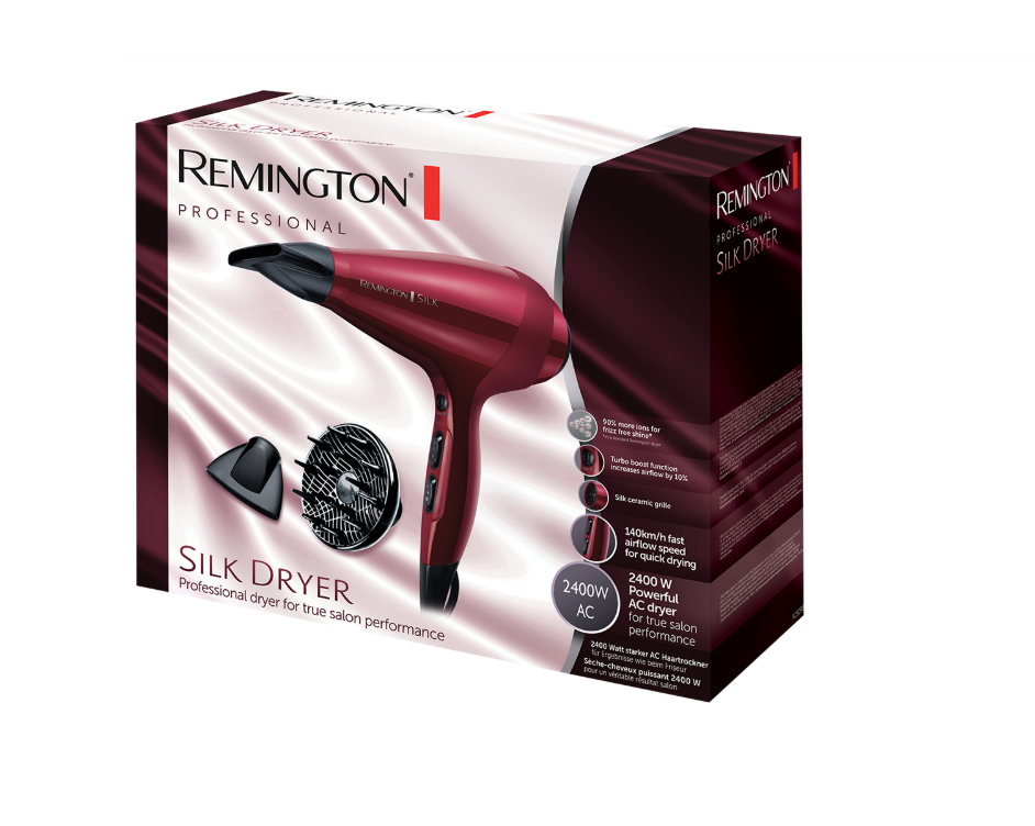 Remington Ionic Hair dryer | AC9096 | 2400 W | Number of temperature settings 3 | Ionic function | Diffuser nozzle | Red - Image 2