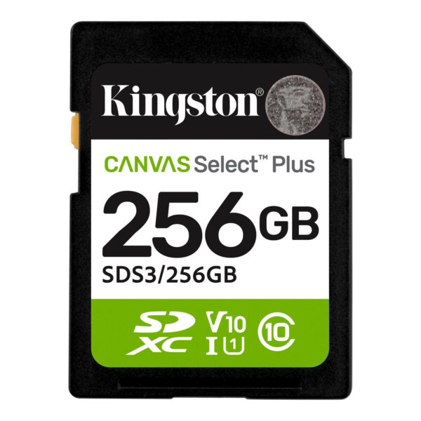 Kingston Canvas Select Plus | 256 GB | SD | Flash memory class Class 10, UHS-I, U1/U3, Video Class 10/30